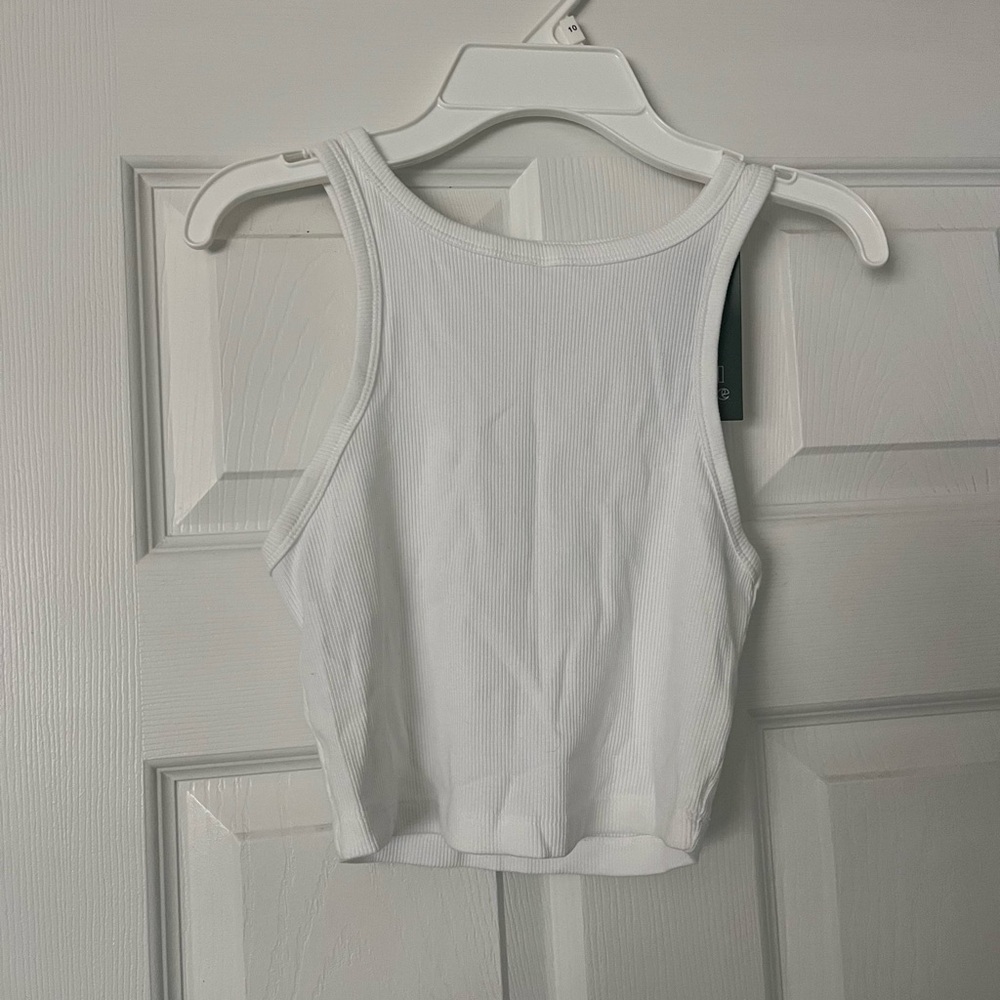 White Ribbed Tank Top